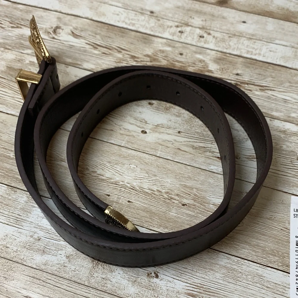 SHEIN Brown Belt with Gold Buckle‎